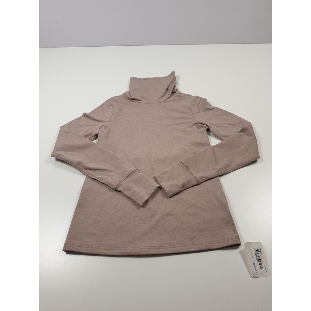 PrAna Turtleneck Shirt Womens XS Pink Taupe Long Sleeve Tunic Pocket Pullover